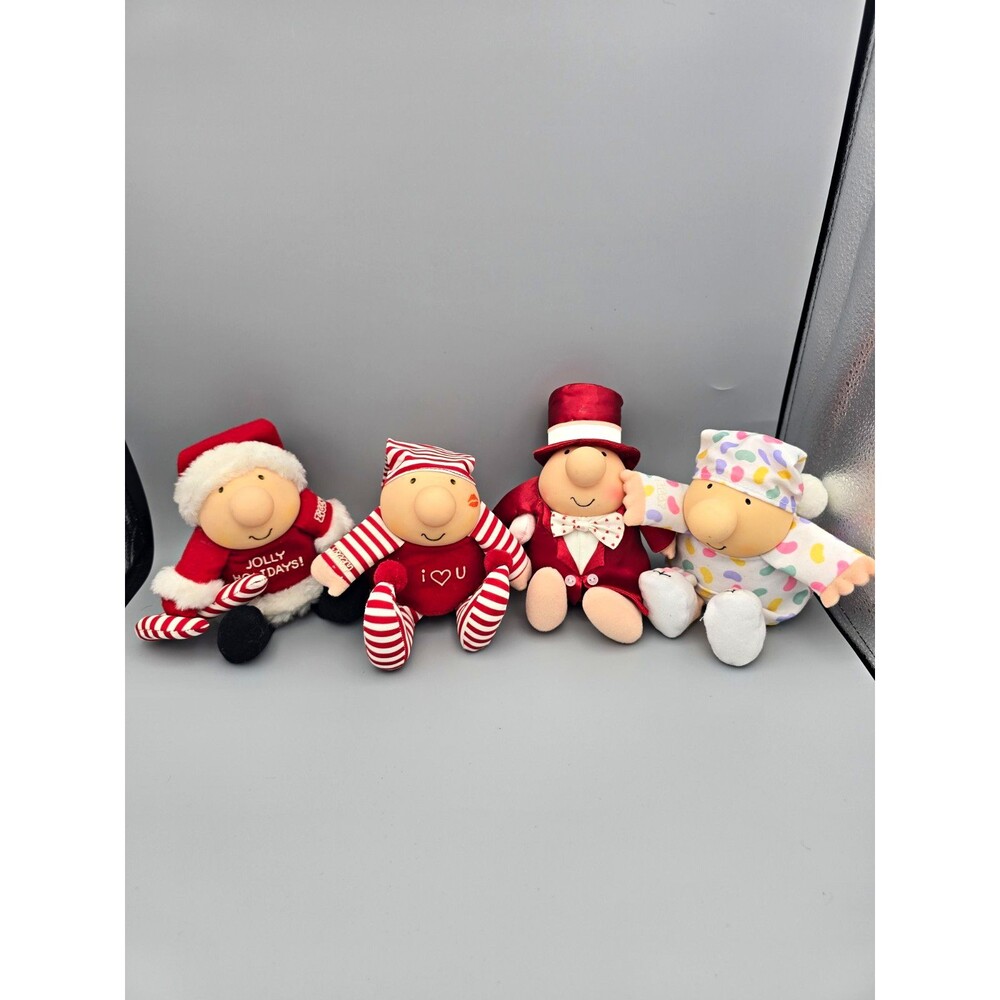 Vintage 1980s 1990s Ziggy Plush Lot of 4 - Santa, Red Tuxedo, Pajamas Holiday Co